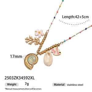 สร้อยคอจี้แฟชั่นฮาวายฤดูร้อน สร้อยคอเหล็กกล้าไร้สนิม 316L เครื่องประดับชุบทอง 14k 18k PVD สร้อยคอรูปเปลือกหอยสำหรับผู้หญิง - Product Image 6