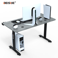 Bureau debout réglable en hauteur à moteur unique de couleur chêne