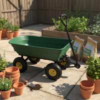 Chariot à benne basculante à quatre roues, chariot utilitaire de jardin, chariot utilitaire OEM en acier et plastique