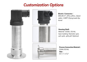 絶対マイクロ圧力ダイヤフラム型クランプ取り付けステンレス鋼IP65精度0.25% FS圧力トランスミッタ - Product Image 2