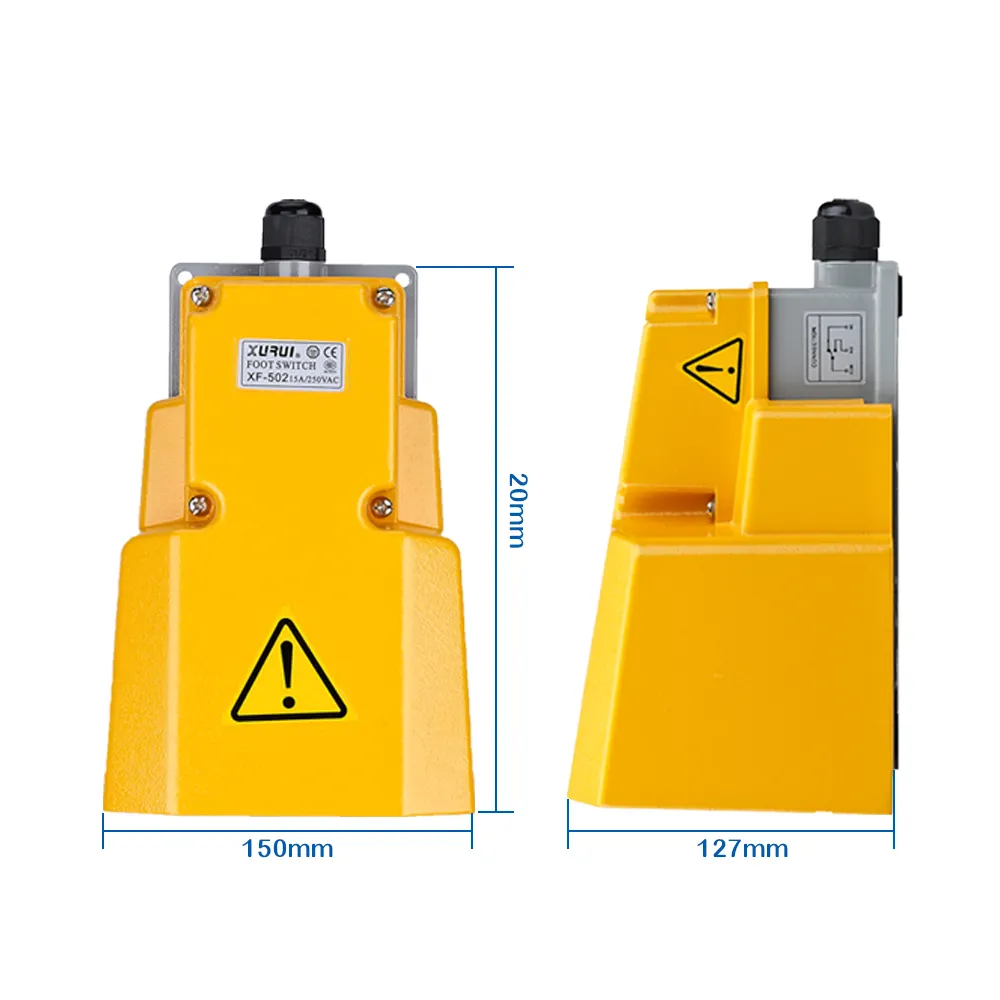 Interruptor de pie de pedal de alta resistencia para máquina, 15A, 250V, China