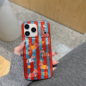 เคสโทรศัพท์ลายม้าสีแดงน้ำเงินแบบเต็มจอสำหรับปีใหม่  แบบสองชั้นกันกระแทก สำหรับ iPhone 14 15 16 17 Pro Max สำหรับผู้หญิงและเด็กผู้หญิง - Product Image 4