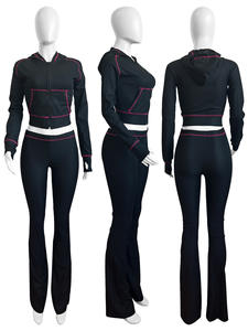 Conjunto de Ropa Deportiva para Mujer, Otoño 2024, Color Sólido, 2 Piezas, Leggings, Conjunto de Pantalones Ajustados de Dos Piezas - Product Image 4