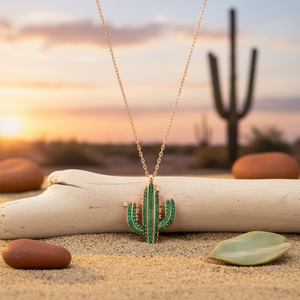Green Cactus <b>Emerald</b> CZ Stone with Minimal Star Design <b>Pendant</b> Turkish Handmade 925 Sterling Silver Jewelry - Product Image 3