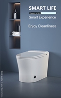 WC intelligent en céramique haut de gamme avec système de chasse d'eau à commande au pied, évacuation en P, fixation murale et siège chauffant