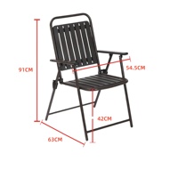 Chaise pliante en acier durable résistante aux intempéries, design minimaliste, dossier en plastique à lattes pour salon, salle à manger en plein air