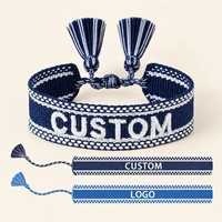 Pulseras Tejidas Personalizadas con Nombre, Logotipo, Texto Bordado, Borlas de Tela, Hechas a Mano, de Moda, para Mujer