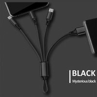 Kabel Pengisian Daya Cepat 3-in-1 Nylon Kepang Tembaga Murni 18cm Logo Kustom, Kompatibel dengan Android Type-C, Power Bank, dan Earphone, Garansi 12 Bulan