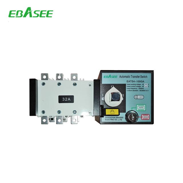 EBASEE IEC 60947-6-1 PC Class Automatic Transfer Switch 100A 4P AC 400V 50Hz Dual Power ATS Changeover Switch