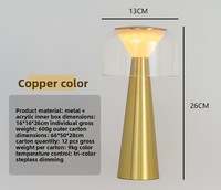 Table Champignon Moderne de Luxe en Aluminium et Acrylique, à Contrôle Tactile LED, à Batterie, à Mille Niveaux, pour Salon et Chambre à Coucher (Vente en Gros)