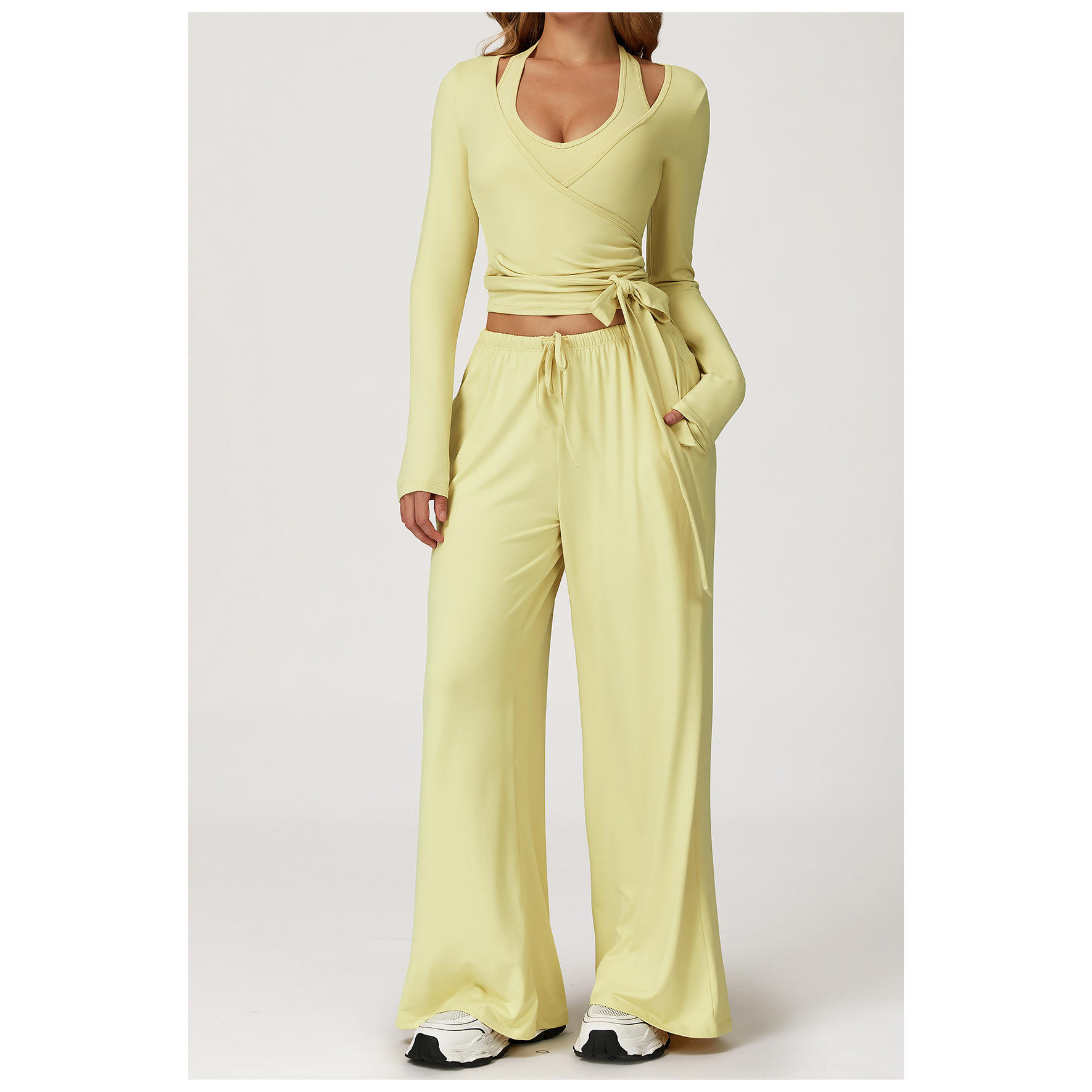 3058 เสื้อแขนยาว, 3058 เสื้อกั๊ก, 3058 กางเกง - สีเหลืองอ่อน