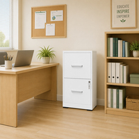 Archivador Metálico Resistente de 2 Cajones para Debajo del Escritorio, Almacenamiento de Archivos con Almohadillas Resistentes a los Arañazos para Oficina