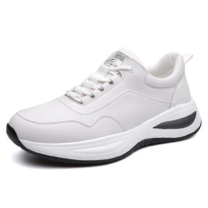 Men's <b>White</b> Casual Leather Shoes Soft Sole <b>Lace</b>-Up Trendy Sports Shoes Korean Style Leisure Wear - Product Image 5