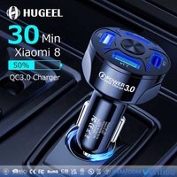 Chargeur de voiture 4 ports USB en gros, adaptateur de charge rapide 7A avec lumière LED, kit chargeur de voiture 35W 48W pour téléphone, tablette, écouteurs