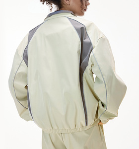 Giacca da <span class=keywords><strong>Uomo</strong></span> 100% Cotone OEM di Alta Qualità con Zip Integrale, Contrasto di Colore, Stile Vintage Oversize, Linee Riflettenti, Orlo Elastico e Taglio Squadrato - Product Image 6