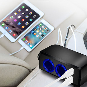 Venta caliente 2.4A Puerto <span class=keywords><strong>USB</strong></span> dual Cargador de carga rápida Negro ABS + PC + Material de PVC 12-24V Dispensador de encendedor de cigarrillos de voltaje - Product Image 3