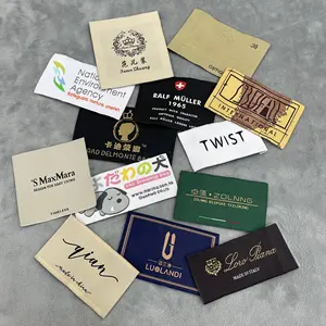 Clothing Accessories Custom Color Size Logo Product T Shirt Black Cotton Satin Silk Woven Printed Labels