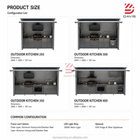 Meubles de cuisine extérieurs de luxe avec îlot barbecue, évier et système de rangement modulaire, fabriqués en usine pour les développements résidentiels