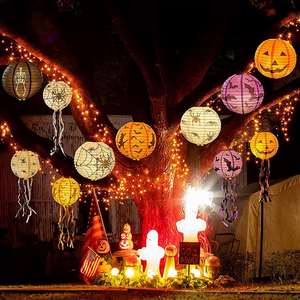 <span class=keywords><strong>Lanterne</strong></span> en papier suspendue pour Halloween de 8 à 16 pouces avec glands Citrouille Chauve-Souris Crâne Araignée <span class=keywords><strong>Jack</strong></span>-O '-<span class=keywords><strong>Lanterne</strong></span> pour décoration murale de fête à la maison - Product Image 4