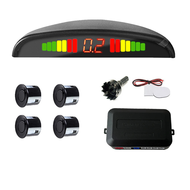 12V 4 Colors Car Parking Sensors Parking Kit LED Display 22mm 4 Sensors Backlight Reverse Backup Radar Monitoring System for Car