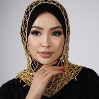 Voile de tête en maille scintillante fait main avec franges et perles, vente en gros