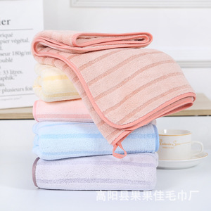 Serviette en polaire corail 75x35 cm rayée, séchage rapide, usage domestique - Product Image 2