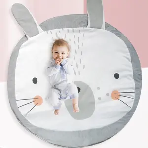 卡通动物儿童爬行毯子垫圆形地毯地毯玩具棉质儿童房间装饰照片道具婴儿游戏垫可折叠