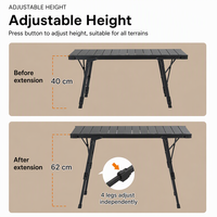 Table de camping pliante en alliage d'aluminium pour barbecue, cuisine mobile, table IGT extérieure, combinaison libre, vente en gros