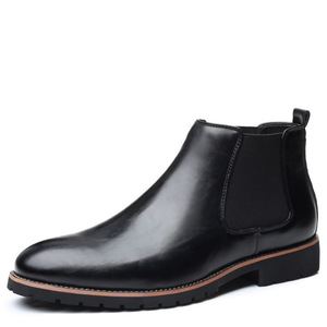 <span class=keywords><strong>Bottes</strong></span> <span class=keywords><strong>Chelsea</strong></span> en <span class=keywords><strong>cuir</strong></span> synthétique pour hommes, semelle épaisse, antidérapantes, avec bande élastique, pour le travail, les occasions décontractées et le quotidien - Product Image 5