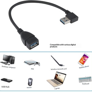 ข้อต่อ <span class=keywords><strong>USB</strong></span> 3.0 แบบงอ 90 องศา สายต่อขยายแบบตัวผู้เป็นตัวเมีย แกนทองแดง ความเร็วสูง สำหรับการส่งข้อมูลคอมพิวเตอร์ - Product Image 4