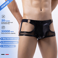 Sous-vêtements personnalisés pour hommes gays sexy, en nylon brillant et cuir, avec poche séparée, boxer sexy pour hommes