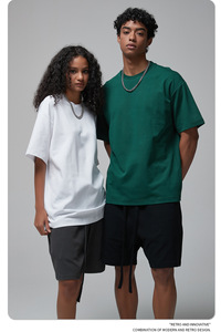 Verano 85% algodón 230G Cool Feeling tela suelta manga corta sólido de gran tamaño pesado hombres mujeres camisetas personalizadas - Product Image 4
