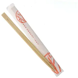Newell Wholesale Restaurant Fast Food Paper Wrapped Bulk Chopctick Custom Bamboo Twins Tensoge Chopstick With Custom Sleeve