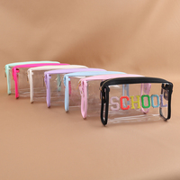 Keymay Stock populaire RTS cadeau personnalisé couleur bonbon jolies filles sacs de maquillage étanches étui à crayons transparent sacs en PVC transparents