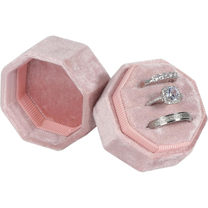 Wholesale Custom Logo Double Slots Retro Mini Velvet <b>Wedding</b> Ring <b>Box</b> 2 Slots Ring Storage Jewelry Gift <b>Box</b> - Product Image 1