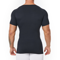 SYPDX01 T-shirts de compression amincissants à manches courtes pour hommes avec double couche de Spandex/Nylon pour le contrôle du ventre