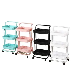 Carrito organizador de almacenamiento de PP de diseño moderno, estante organizador de utilidad rodante, carrito de utilidad de almacenamiento de 3 niveles para baño y cocina