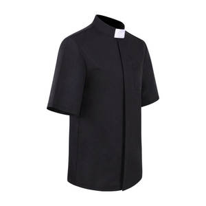 Hombres Mujeres Sacerdote Bendito Negro Clero Stand <span class=keywords><strong>Collar</strong></span> para Polos Manga Corta Pastor Predicador Ministro Disfraz Sólido - Product Image 5