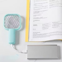 Mini raquette électrique anti-moustiques LED violette pour extérieur, efficace contre les mouches - Offre Spéciale
