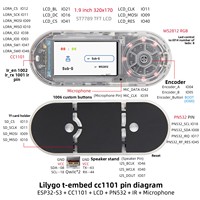 Carte de développement LILYGO T-Embed-CC1101 ESP32-S3 avec écran LCD 19 pouces et module PN532, boîtier transparent/noir