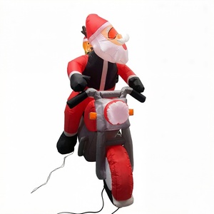 Père Noël gonflable de Noël de 2,1 m sur <span class=keywords><strong>moto</strong></span> avec renne passager, décoration de jardin gonflable pour les fêtes - Product Image 4