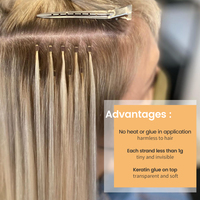 Extensions de cheveux humains Remy 100% naturels, double épaisseur, pré-collées, type I-Tip
