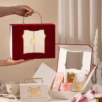 Coffret Cadeau Double Porte Haut de Gamme en Papier Artistique avec Poignée Métallique Dorée, Boîte Cadeau Vide en Carton de Luxe à Fermeture Magnétique