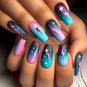 Uñas postizas francesas largas estilo ataúd, puntas de uñas a presión, diseño 3D, manicura de moda, venta al por mayor para salones. - Product Image 4