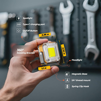 Lampe de travail rechargeable 800LM Lampes de travail portables double face avec 8 modes, lampe d'inspection magnétique avec support de trépied 1/4"