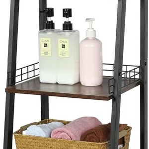 Étagère d'angle pour salle de bain à 3 niveaux avec tiroir, support de rangement autoportant pour articles de toilette et serviettes, noir, 60x70cm - Product Image 5
