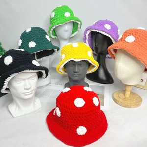 Handmade Knit Crochet <span class=keywords><strong>Red</strong></span> Nấm Xô <span class=keywords><strong>Hat</strong></span> Cho Phụ Nữ Dày Chunky Sợi Ấm Áp Sang Trọng Ngư Dân Câu Cá Beanie <span class=keywords><strong>Hat</strong></span> - Product Image 4