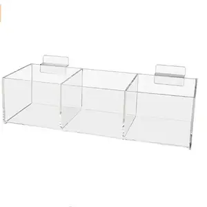 Slat wall hanging acrylic box for slat wall hanging organizing display acrylic box with compartments