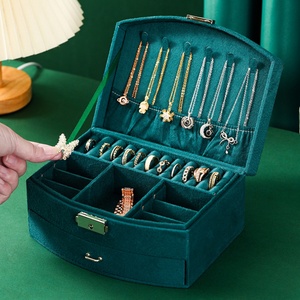 Double Layer Multifunctional Large Luxury Jewelry Organizer Packaging <b>Box</b> with Key <b>Lock</b> New Design for Girls' Earrings Storage - Product Image 2