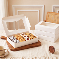 Boîtes à biscuits blanches en gros avec fenêtre transparente, emballage pliable en papier pour pâtisseries et gâteaux